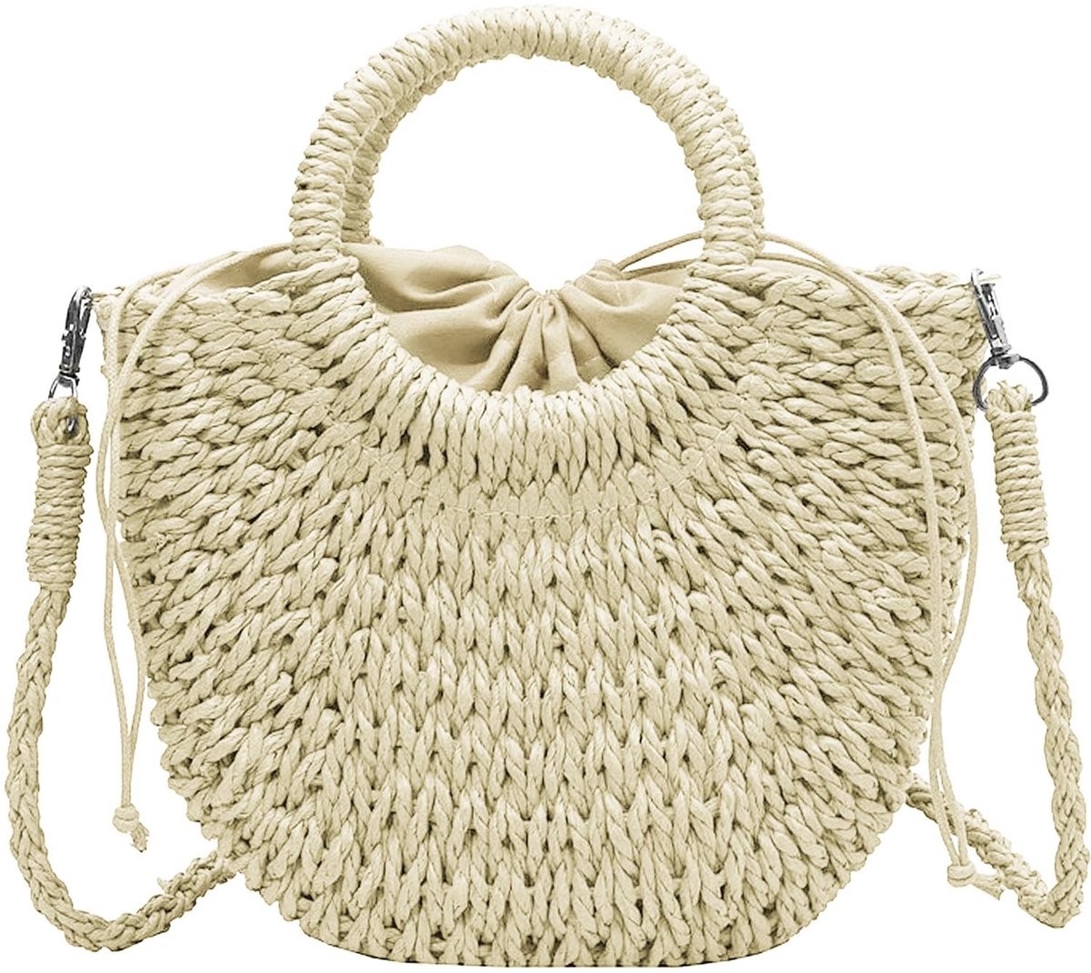 MTTproducts- Handtas met afneembare schouderriem - Handgeweven strohandtas - Crossbody tas - Zomer strandtas - Grote capaciteit - Retro design