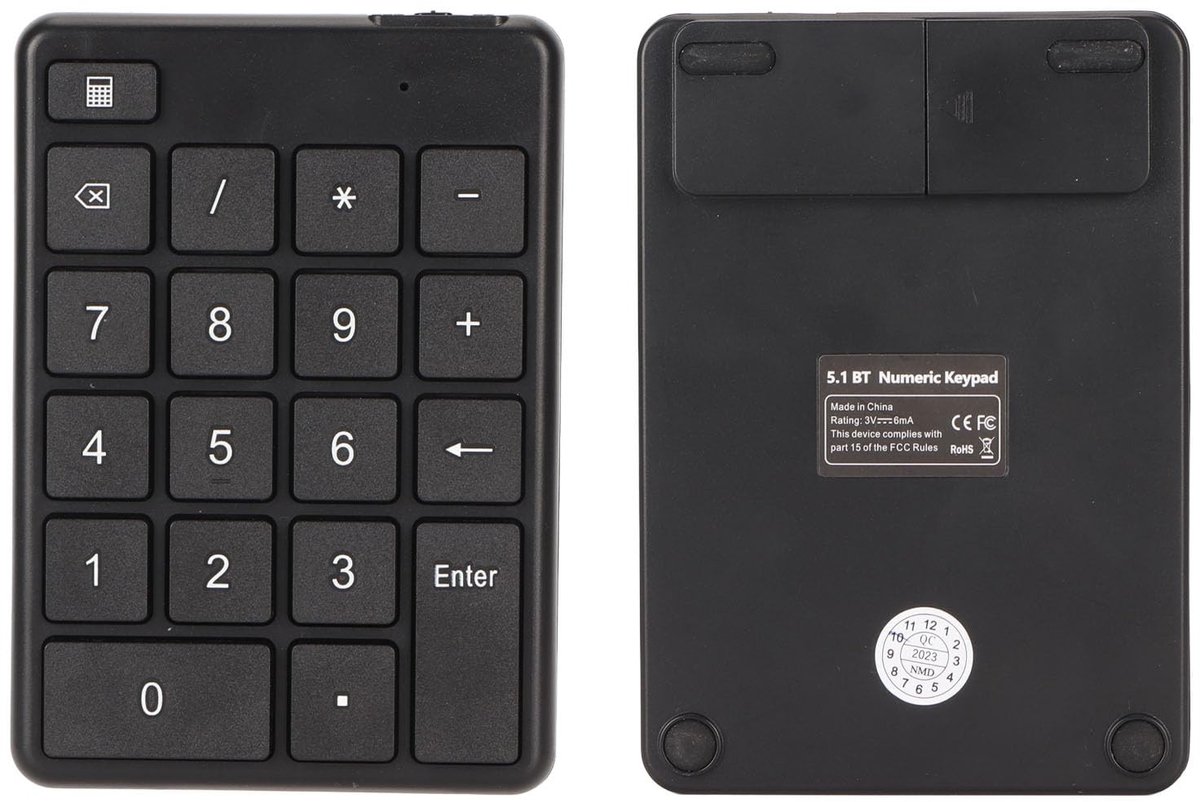 MTTproducts - Draadloze Nummerpad - Bluetooth Nummerblok - Externe Slim Financiële Boekhouding - Draagbaar - 19 Toetsen - Geschikt voor Laptop en Deskt...