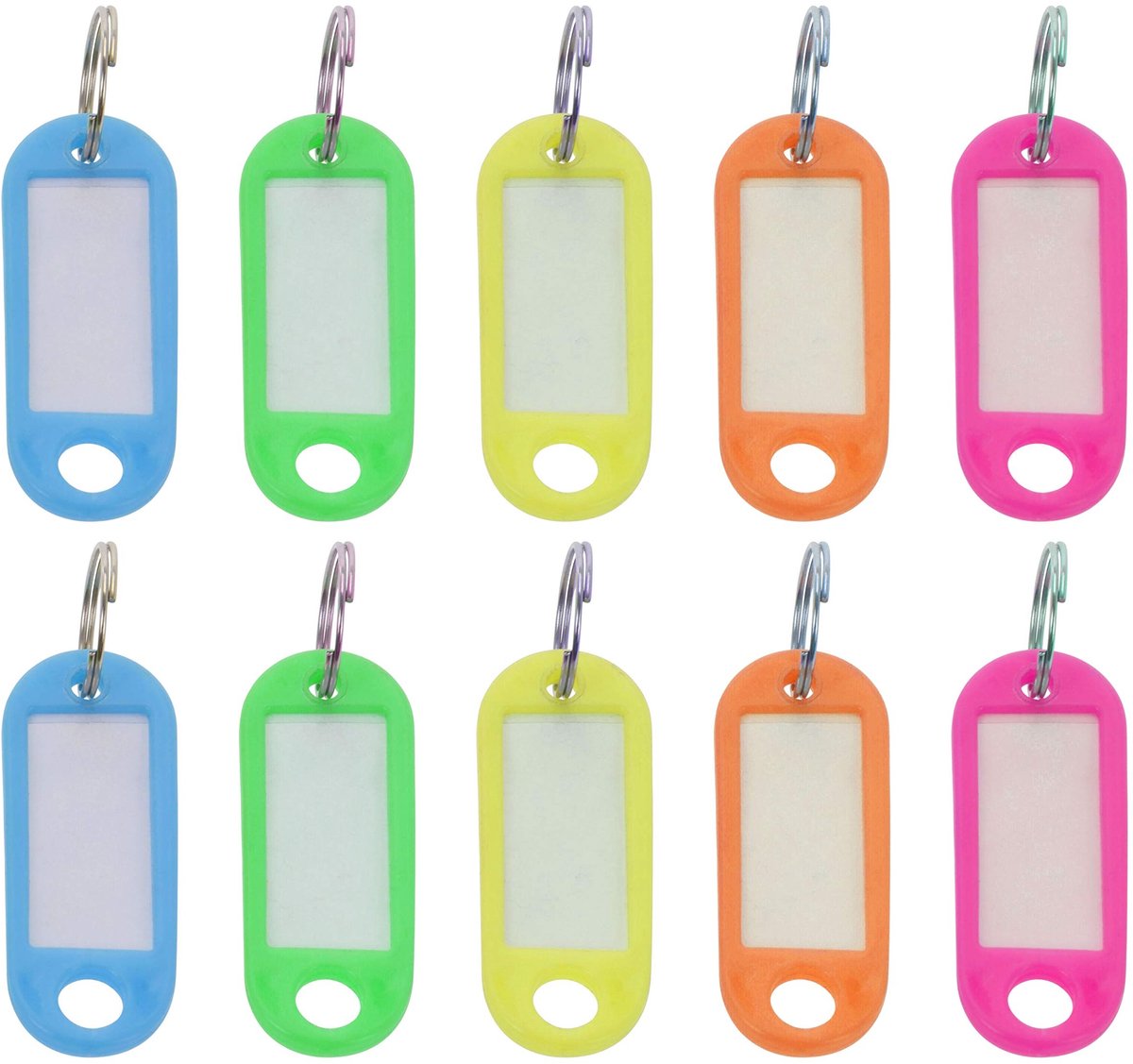 MTTproducts- Sleutelhangers 10-delige set - Beschrijfbare Sleutellabels - Kunststof - Verwisselbare Etiketten - Flexibel - Afmetingen 5x2 cm - Sleutelbordjes