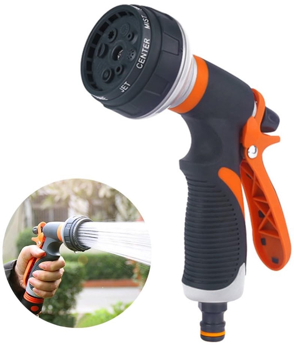 MTTproducts- Tuinspuit Hoogwaardige ABS Kunststof - 8 Irrigatiemodi - Ergonomische Handgreep - Waterstroom Regulator - Lichtgewicht - Waterdicht - Tuinspuitkop