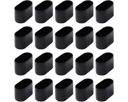 Stoelpootdoppen - 20 stuks ovale tuinstoelpootbeschermers - Accessoires voor stoelpootbeschermers - Zwart -1.6X3.4mm - Stoelpoot Vloerbeschermers - houten tegelvloeren - Meubelbescherming - krassen voorkomen - vloerbeschermers