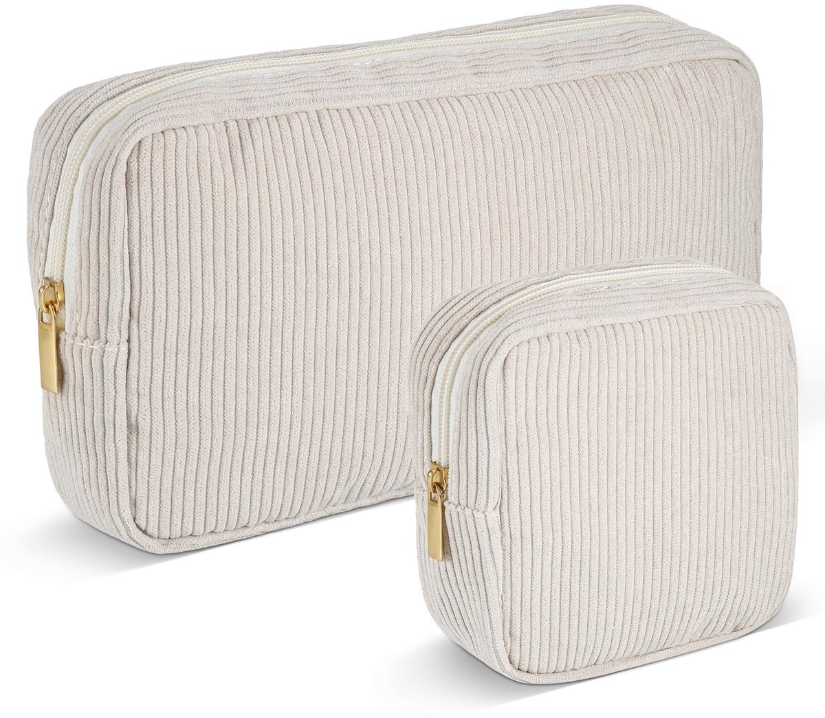 MTTproducts- Make-uptas Draagbaar - Corduroy - 2 Stuks - Compartimenten - Duurzaam - Verbeterde Ritssluiting - Toilettas