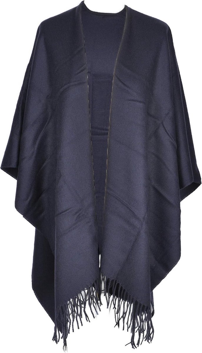 Grote poncho voor dames met lange franjes