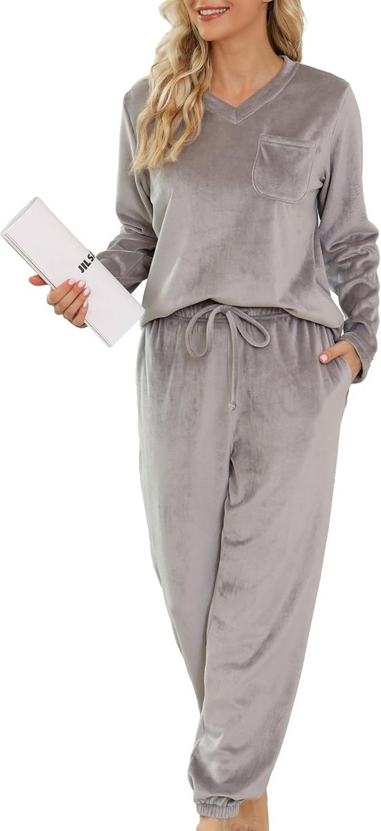 Warme Dames Pyjama van Fleece voor de Winter met Lange Mouwen