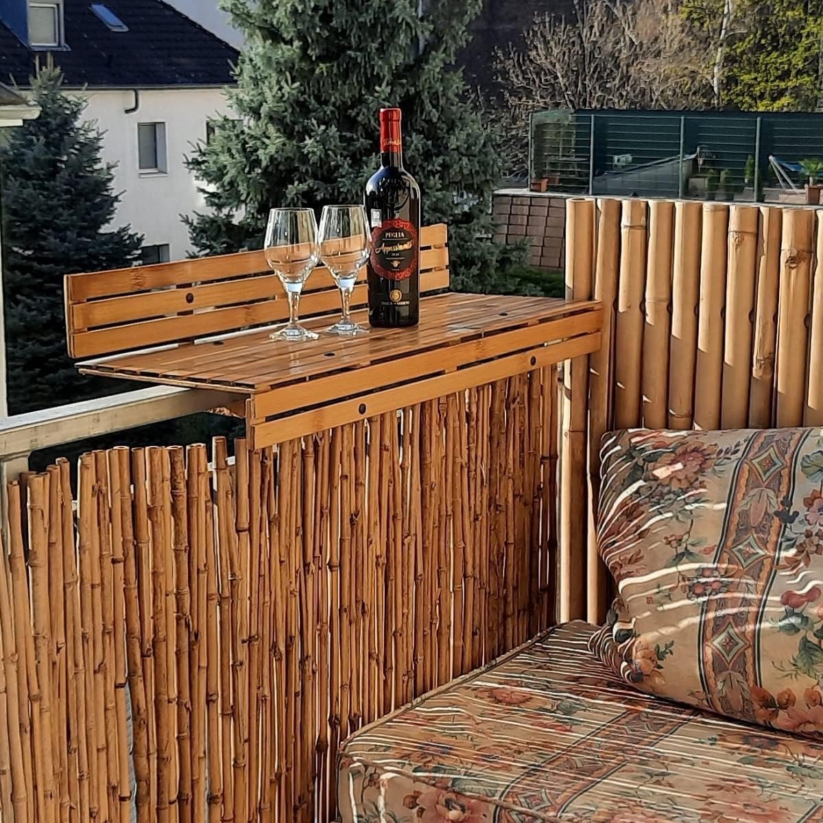 Bamboe Balkontafel voor Reling - Praktische en Duurzame Ophangtafel