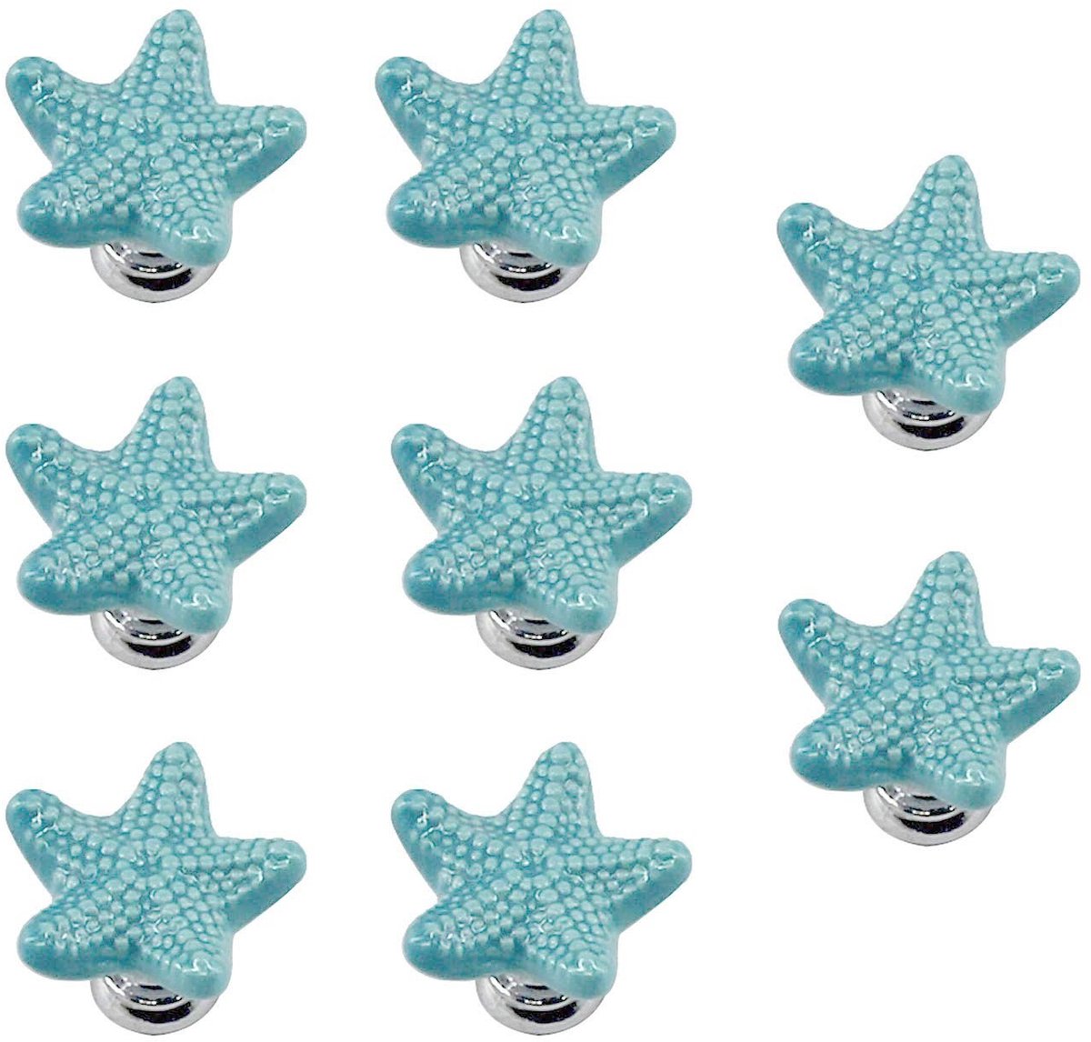 Cosensi- Kastknoppen 8 Stuks - Stervormig - Keramiek - Zinklegering - Navy Blauw - D34xH24