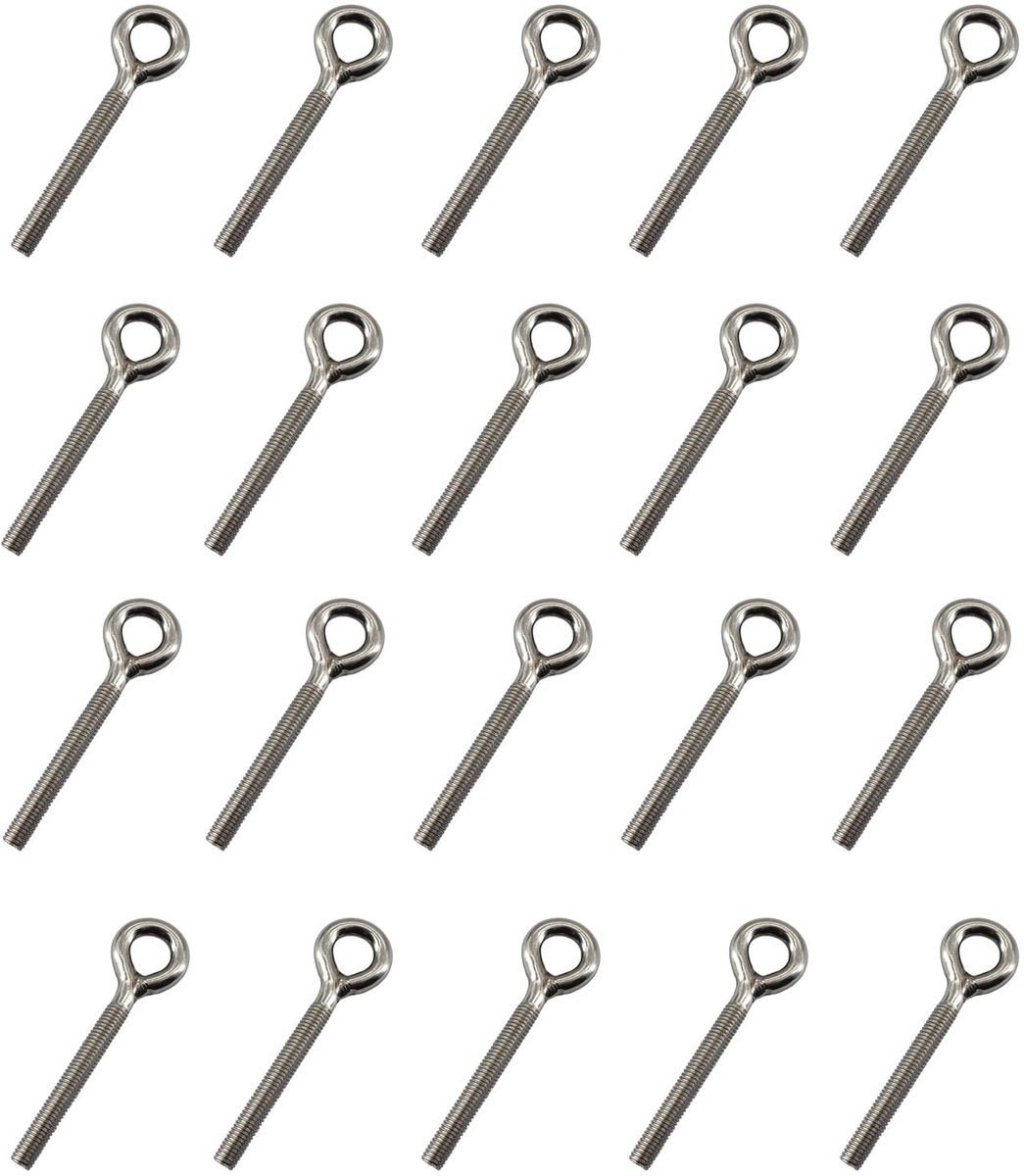 Cosensi- Oogbout 20 Stuks - Roestvrij Staal 304 - M5 Draaddiameter 5mm - Lengte 35mm - Corrosiewerend - Geschikt voor Binnen/Buitengebruik - Oogbouten