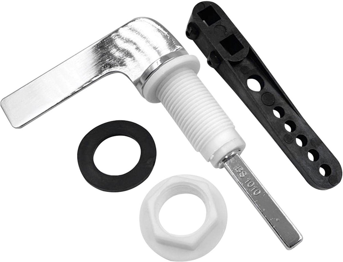 Cosensi- Toiletflusher vervangingsset - Universele metalen handgreep - Duurzaam zinklegering - Eenvoudige installatie - Inclusief accessoires - Geschikt voor de meeste toiletten - Toilet Handle