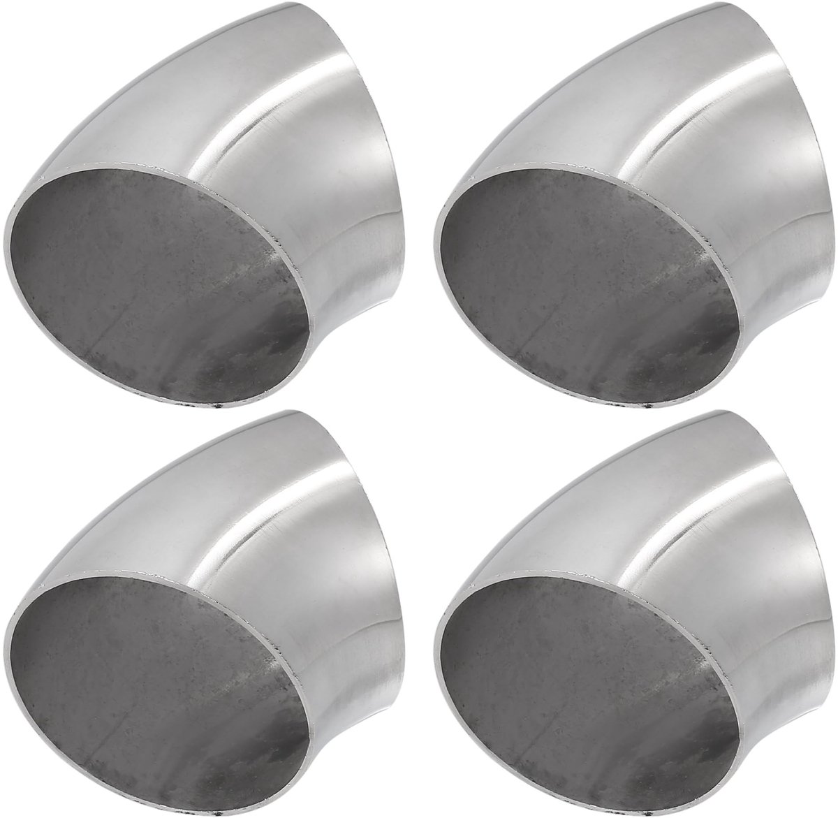 Cosensi- Uitlaatpijp 45 Graden - 63 mm Buitendiameter - Set van 4 Stuks - Roestvrij Staal - Hoogwaardige Kwaliteit - Duurzaam en Oxidatiebestendig - Uitlaatbocht