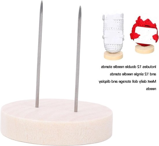 Houten Haaknaald Poppenstandaard Set van 24 Stukken met 12 Enkele en 12 Dubbele Naalden, Stevige Ondersteuning voor Creatief Haken en Breien — afbeelding 4