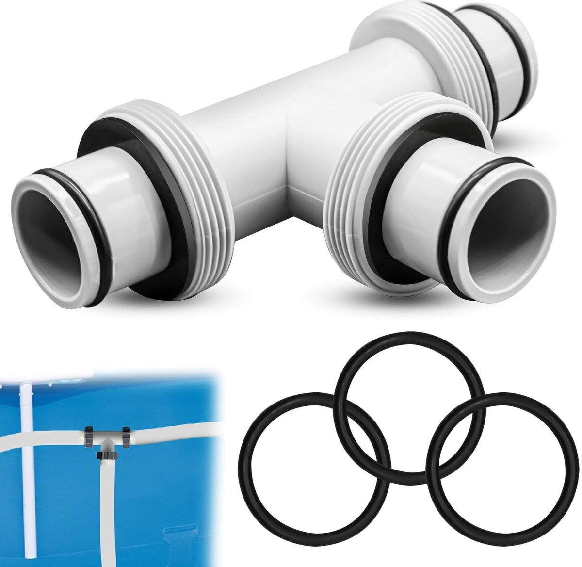 Cosensi - Pool Hose Adapter 1.5 Inch - Verbinder met 3 Rubber Gaskets voor Boven Grond Zwembaden