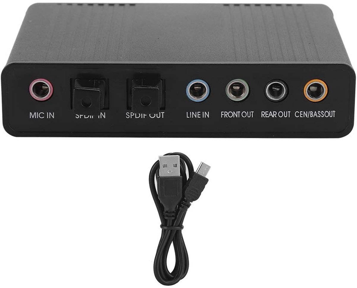 Cosensi- Geluidskaart USB 5.1 - Externe Geluidskaart - Aluminium - Karaoke-opname - Digitale/analoge weergave - Bemonsteringsfrequentie tot 48 kHz - Audio Interface