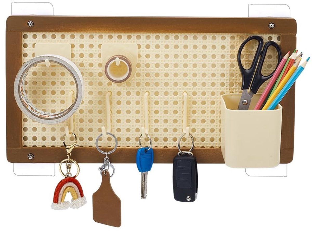 Cosensi- Pegboard Combinatieset - 5mm Haken - Muur Organizer - Opslag voor Thuis/Kantoor - 15,7x8 Inch - Bamboo Materiaal - Wandorganizer