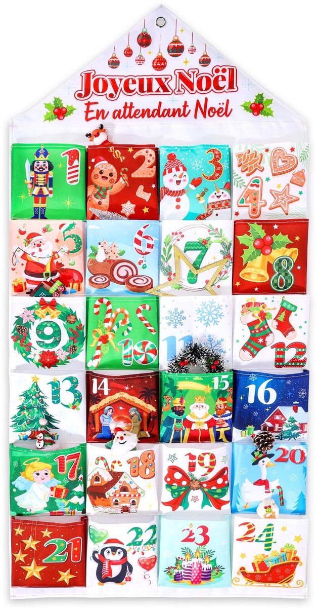 Cosensi- Adventskalender Leeg - Stoffen Adventskalender - 24 Zakken - Doe-Het-Zelf - Kerstmis - Herbruikbaar Materiaal - Kalender