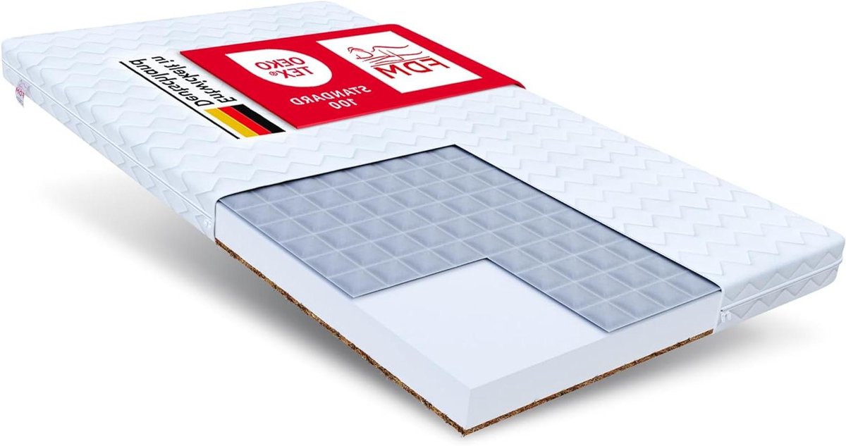 Baby Matras - Ledikantmatras Kindermatras - Comfortabele Slaap - Dubbelzijdig Schuim - 60x120 cm - Wit