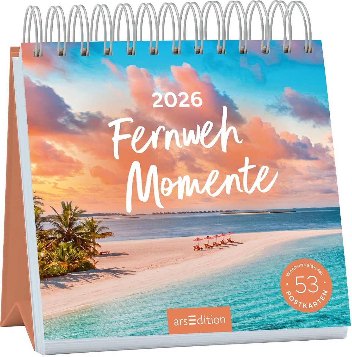 Postkalender 2026 met 53 Verwijderbare Wenskaarten - Tafelkalender met Reisbeelden