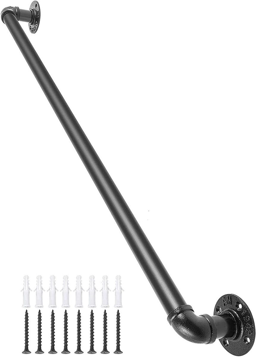 Trapleuning Kit - Steun Stang - Veilig Traplopen - Hoge Draagkracht - Tot 6 Meter - Zwart