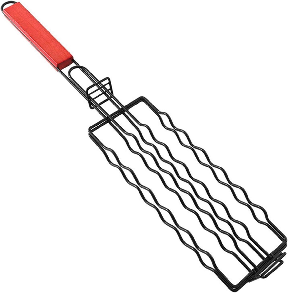 Worst grill - Grillrek houder - Worsten grillen - Afneembare houder - Compact formaat - Zwart