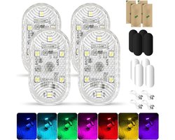 Set van 4 USB Oplaadbare LED Auto Interieur Sfeerverlichting met 7 Kleuren