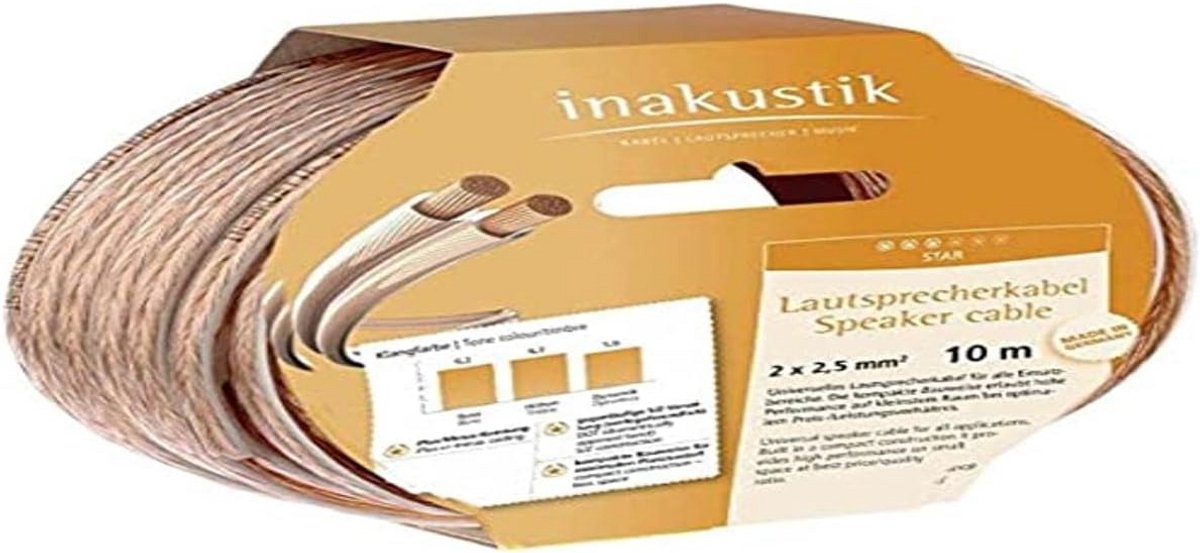 Luidsprekerkabel 2x2,5 mm² op rol - 10 meter