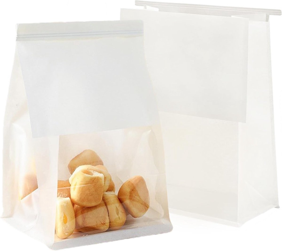Kraft Papieren Broodzakken met Venster - 30 Stuks, 16x26+13cm, Ideaal voor Toast, Huisgemaakt Brood en Voedselopslag, Oliebestendig en Sluitbaar