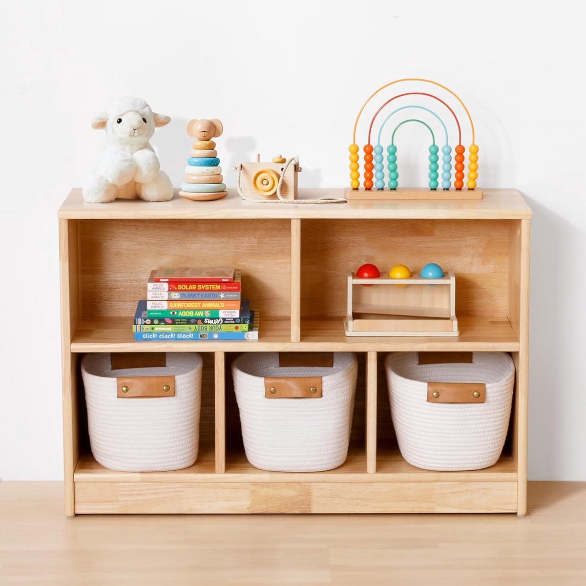 Kinder Speelgoedrek - Opbergkast Kinderkamer - Spullen Organiseren - Afgeronde Veiligheidshoeken - 90 x 30 x 60 cm - Bruin