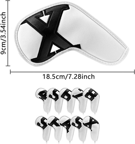 Golf Club Covers - IJzeren Hoesjes - Club Bescherming - Waterdicht PU Materiaal - 10 Stuks - Bruin — afbeelding 5