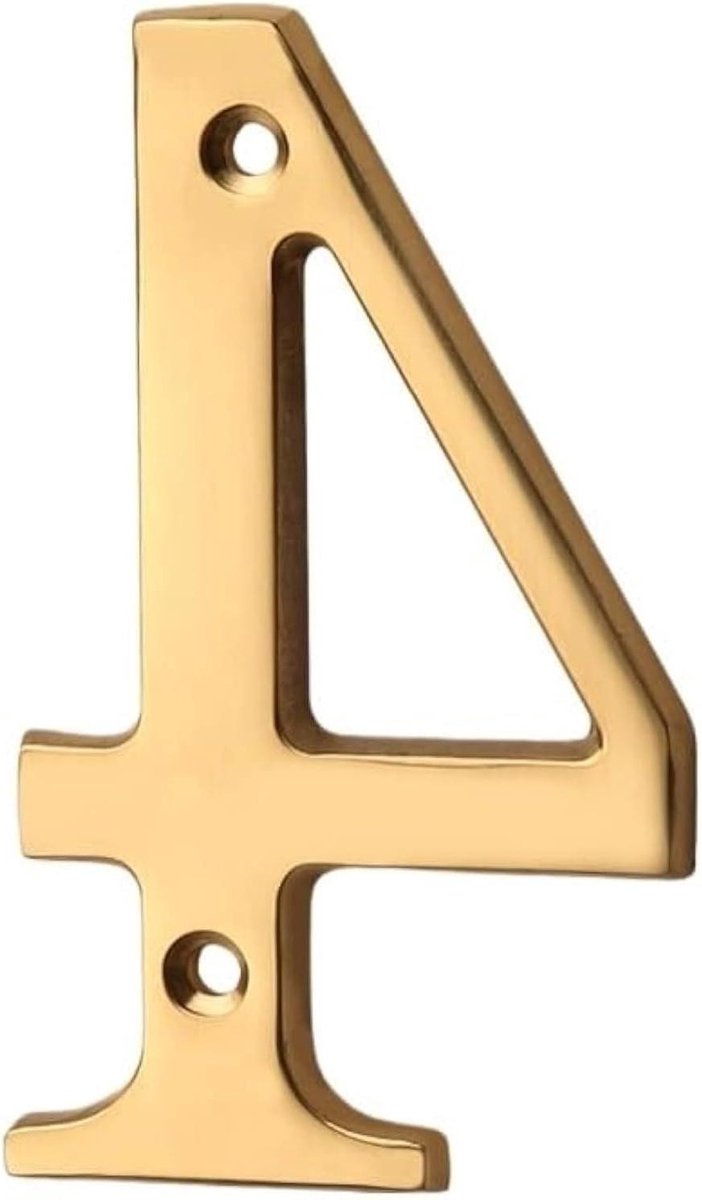 Huisnummer - Adresbord Metaal - Woning Decoratie - Massief Messing - 101 mm Hoog - Goud