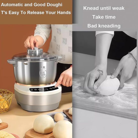 Deegmaker Keukenmachine - Deegkneder Mixer - Bakken Thuis - Constante Temperatuur Fermentatie - 5L Kom - Rood — afbeelding 3