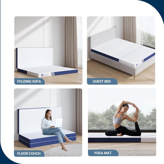 Opvouwbaar Matras Twin XL 10.5cm Traagschuim Driemaal Inklapbaar en Draagbaar — afbeelding 5