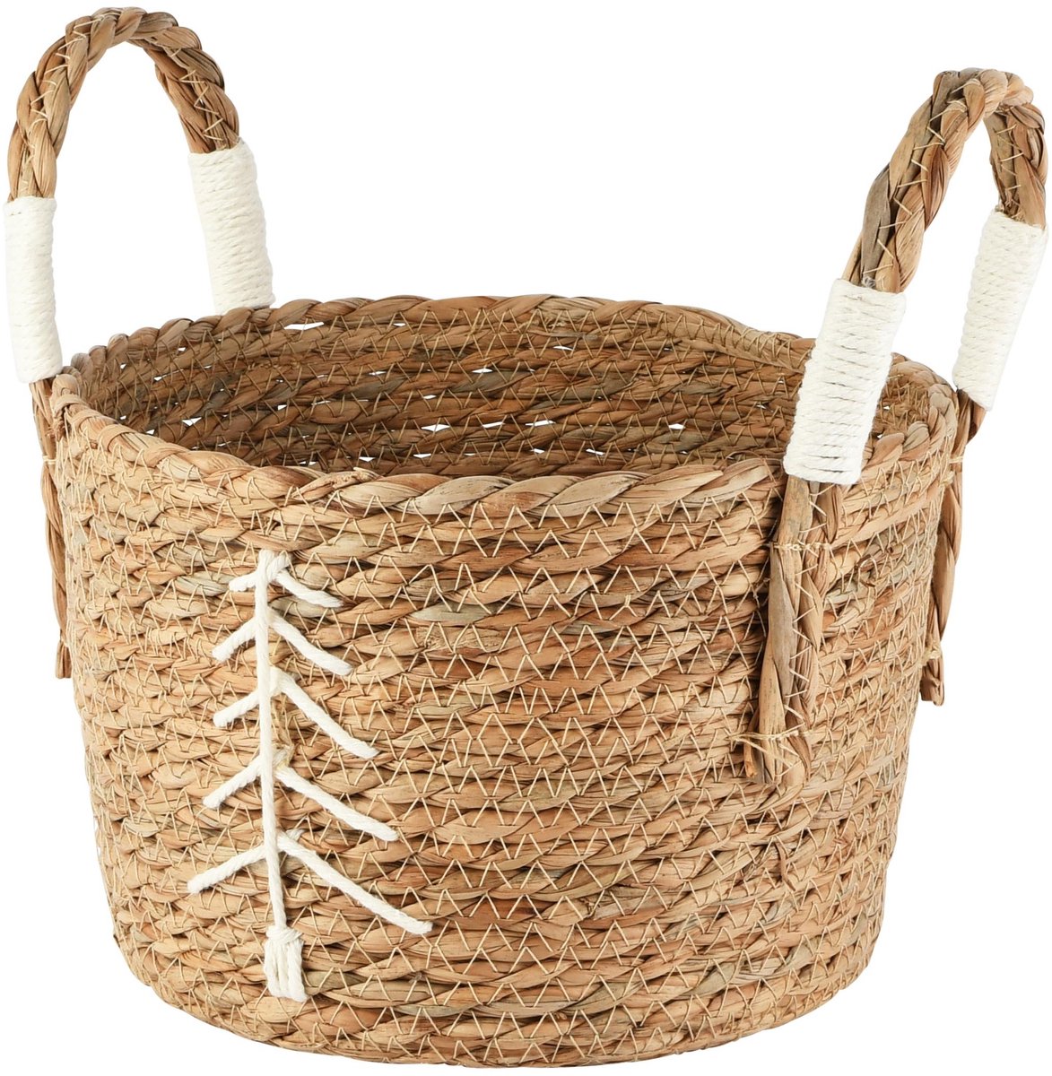 Dekoratief | Mandje m/boompje, naturel/wit, gras/katoen, 24x24x25cm | A265904