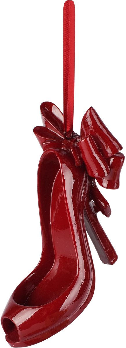 Dekoratief | Hanger stilleto m/strikje, rood, resina, 11x7x10cm | A265729