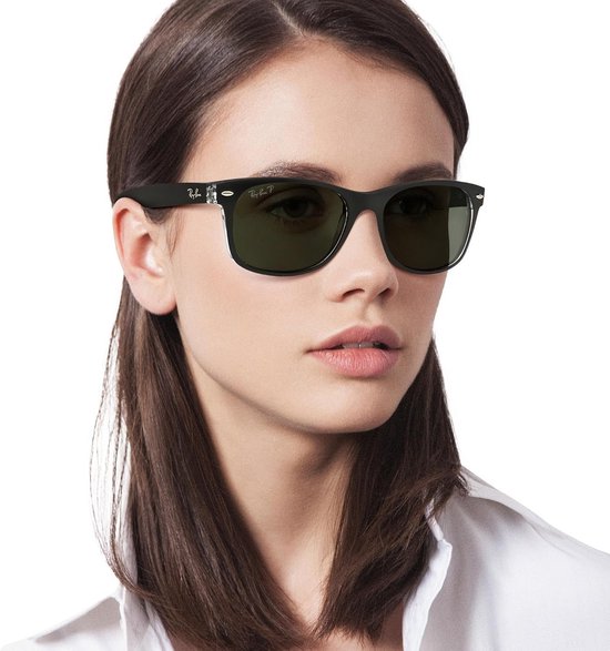 Ray-Ban RB2132 New Wayfarer Sunglasses 55mm, Black And Transparent — afbeelding 3