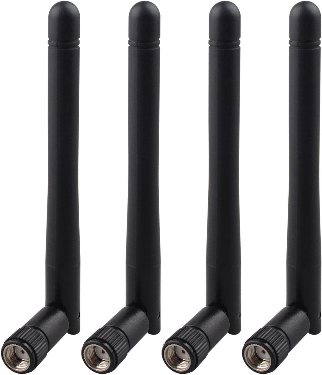 4 Stuks Wifi Antenne Dual Band 2,4 GHz 5GHz 5,8 GHz 3 dBi MIMO RP-SMA Mannelijk Omnidirectioneel voor IP-Beveiligingscamera Achteruitrijcamera FPV Wifi-router PCIE-kaart Draadloos Netwerk
