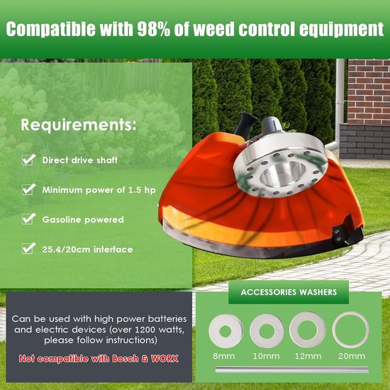 Universele Onkruidborstel Kop met 32 Nylon Draden en 4 Adapters voor Bosmaaier van Universele — afbeelding 2