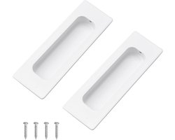 MOROBOR 2pcs Countersunk Cabinet Handles, Warm White Rectangular Stainless Steel Knob with Screws, Visible Installation Embedded Pull Handle for Wardrobe Drawer Countersunk Sliding Door -120mm/4.72