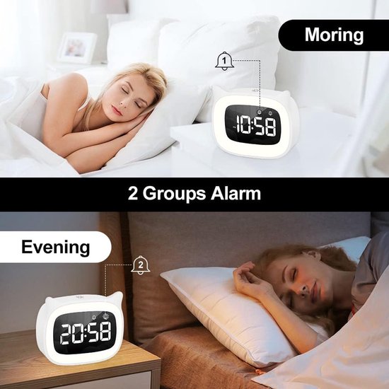 Digitale Kinderwekker met Nachtlampje en Snooze Functie — afbeelding 5