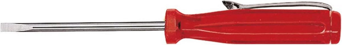 Kleine sleufschroevendraaier 3,0 mm x 60 mm, transparant rood handvat met clip