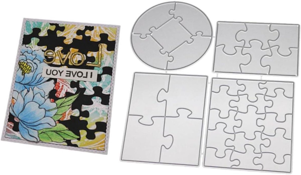 Snijmallen Puzzel - Kerst Stencil - Papier Knutselen - Koolstofstaal Materiaal - 15.5 x 14.4 cm - Zilver