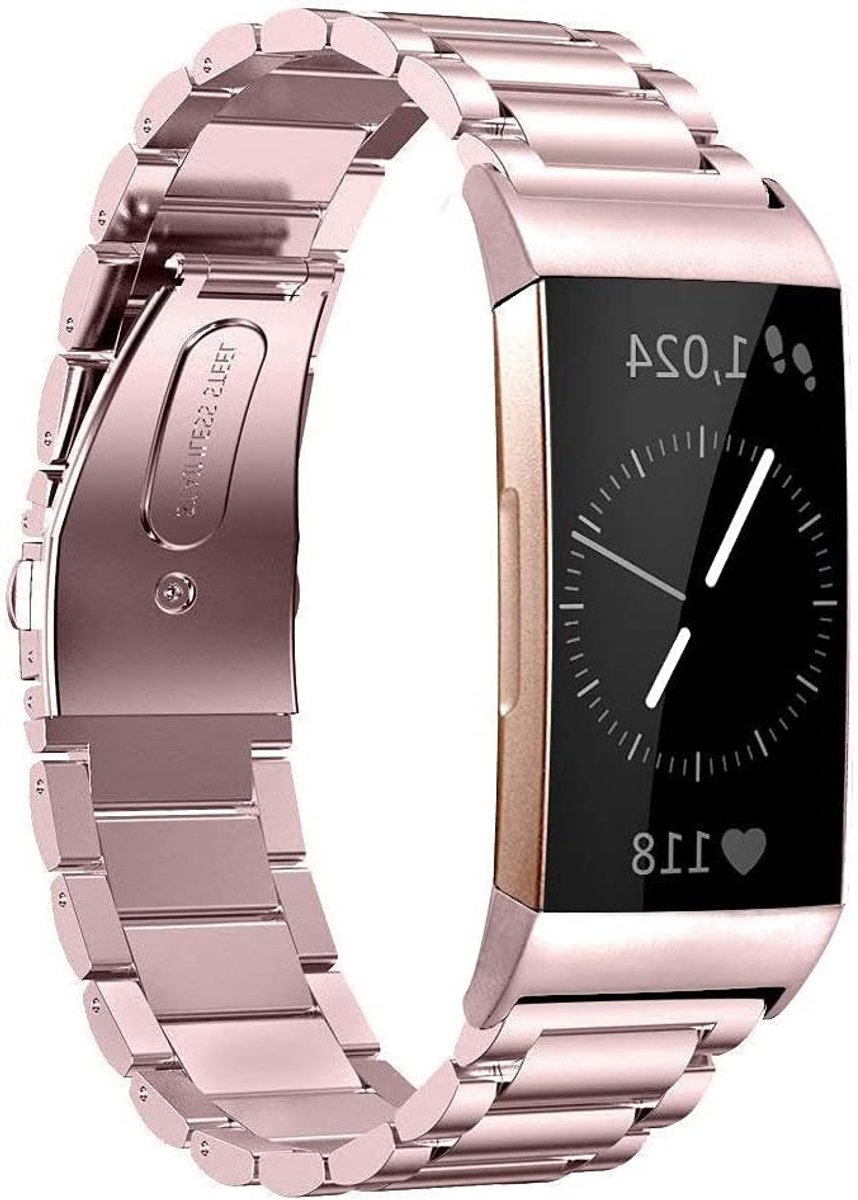 Stalen Sportarmband voor Fitbit Charge 3 en 4 - Verstelbare Metalen Horlogeband voor Dames en Heren, Duurzaam en Comfortabel, Ideaal voor Actieve Levensstijl