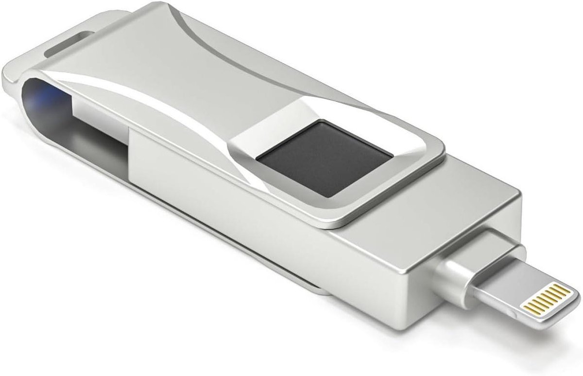 Vingerafdruk USB Stick - Data Opslag - Veilige Bestanden - Snelle Ontgrendeling - 512GB - Parel Zilver