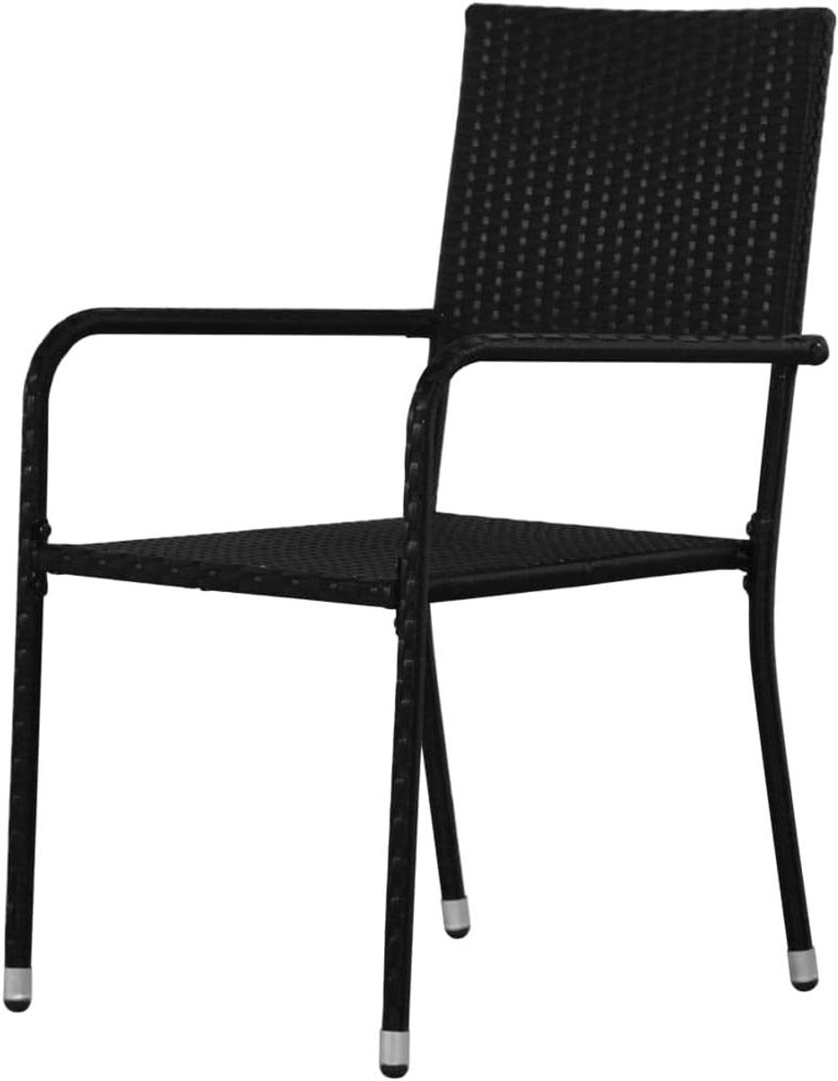 Tuinstoelen 2 STK - Stapelbare stoelen - Buiten eten - Ruimtebesparend ontwerp - 51 x 60 x 87 cm - Zwart