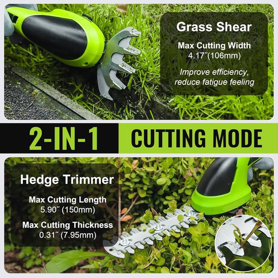 Draadloze Grastrimmer - Elektrische Snoeier - Tuinonderhoud Gemak - 7.2 Volt Vermogen - Handzaam Formaat - Eén Kleur — afbeelding 4