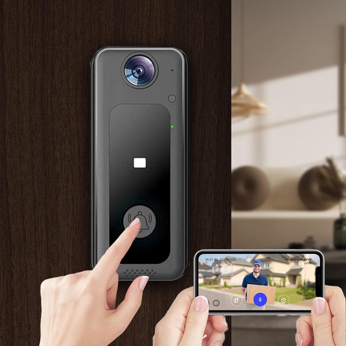 Video Deurbel Camera - Intelligente Ring - Veilig Thuis - App Bediening Nachtzicht - HD Wide Angle - Zwart