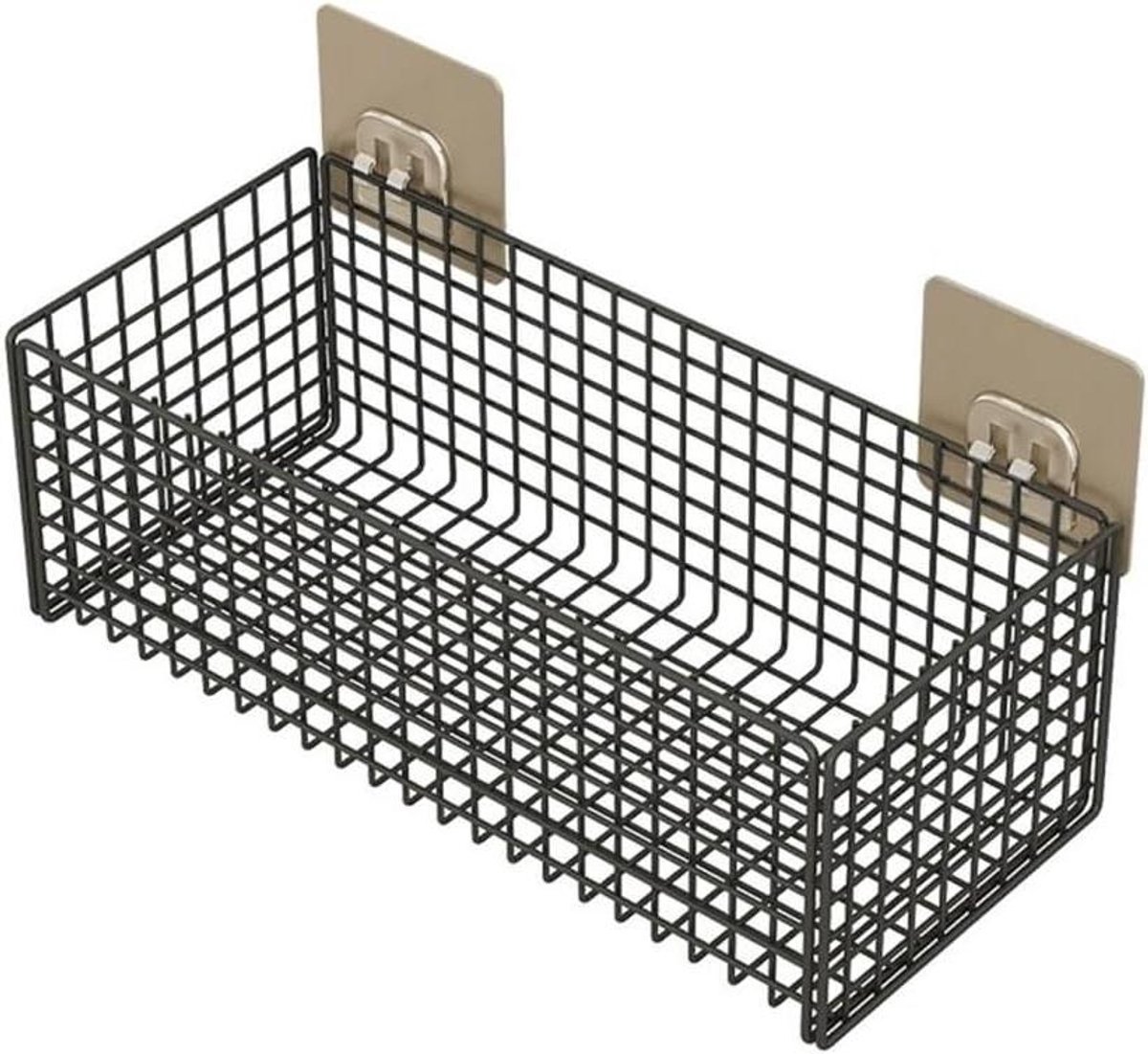 Wandmand Organizer - Opbergmand - Ruimte Besparen - Spoorloze Lijm - 28 cm - Zwart