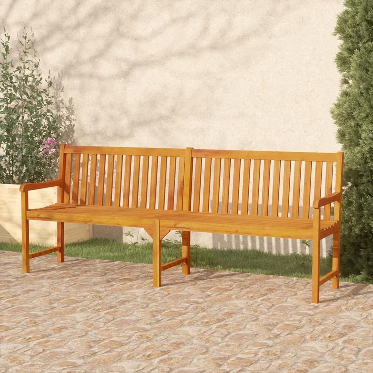 Tuinbank Hout - Buitenbank Bankje - Ontspannen Buiten Zitten - Massief Acacia Duurzaam - 219 cm Lang - Houtkleur