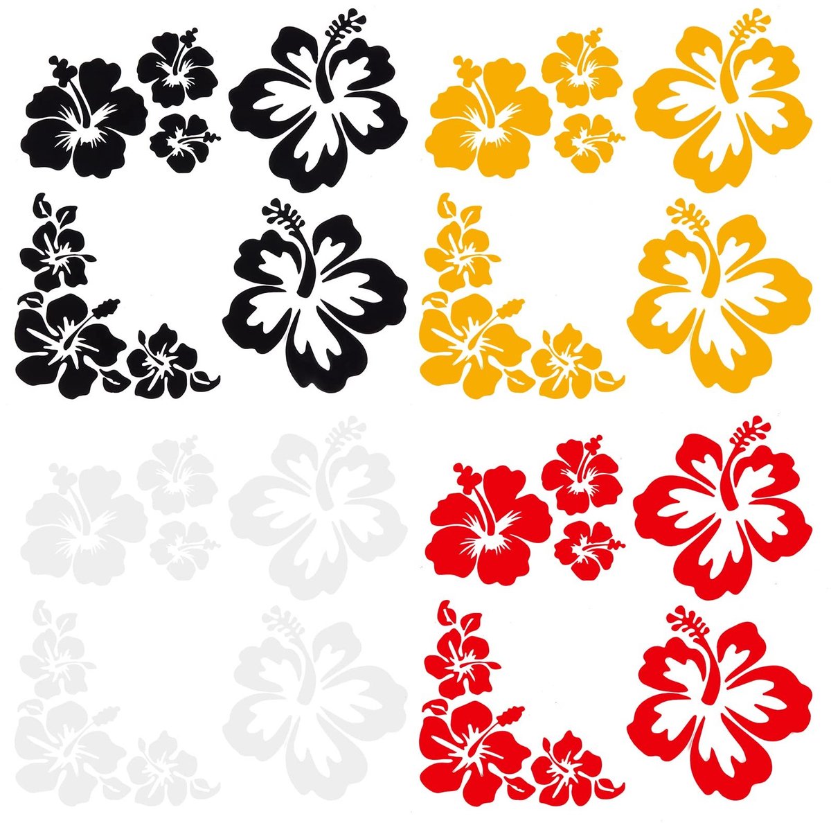 Dailygoody - Hibiscus Bloem Auto Sticker - Reflecterende Stickers - Waterdicht Vinyl - Decoratieve Decals - Geschikt voor Auto, SUV, Truck en Mot