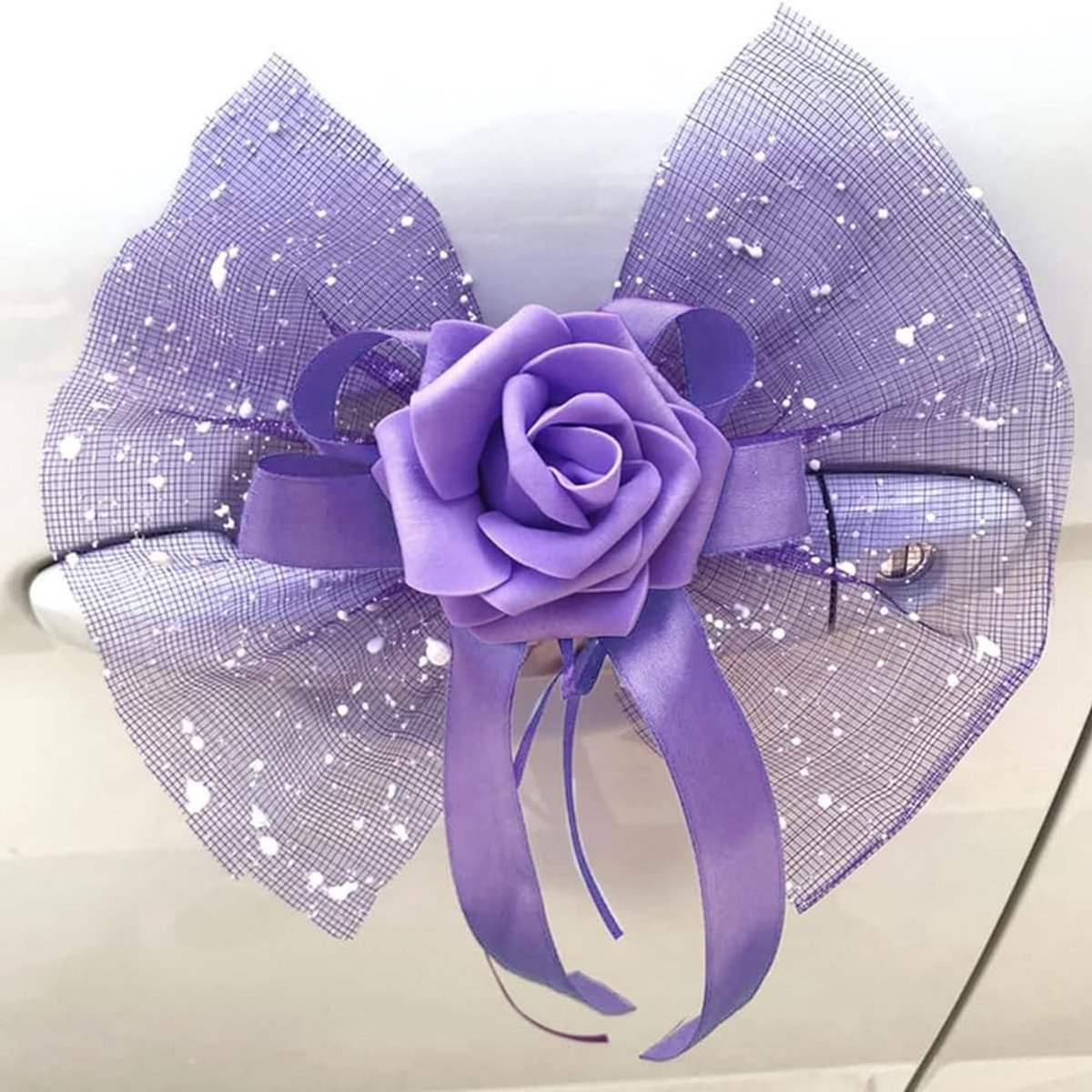 Dailygoody - Autosieraden - Bruiloft Decoratie - Rozen en Bloemen - Paars - Antennestrikke