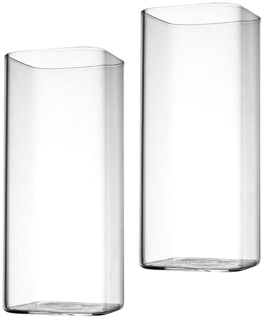 Dailygoody - Drinkglazen - Vierkante glazen - Duurzaam materiaal - Helder glas - Voor water en cocktails - Set van 2 drinkbekers - 400 ml