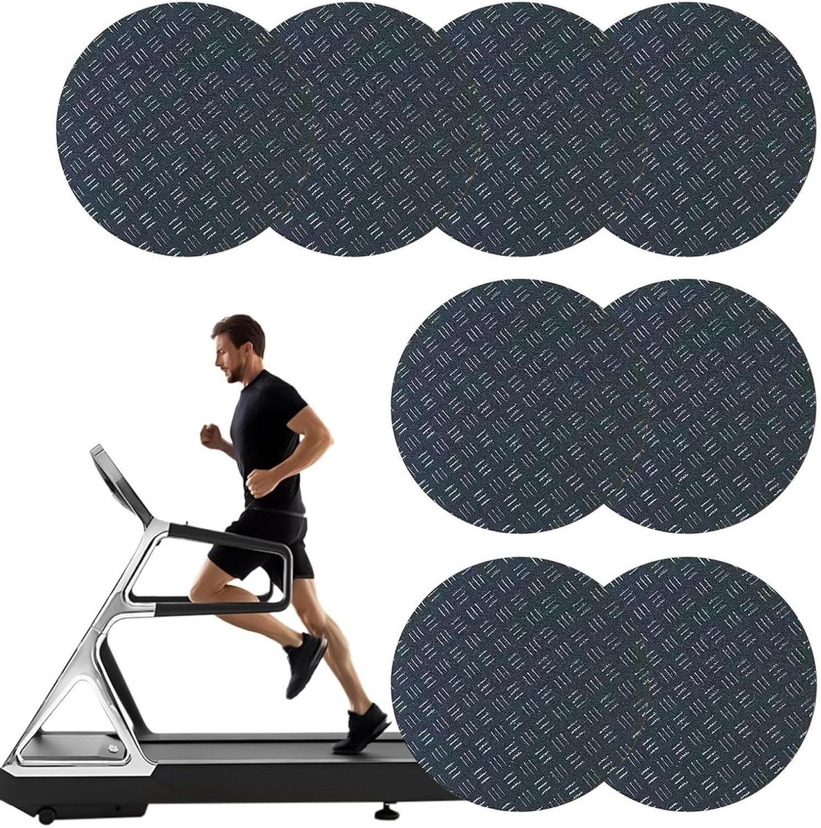 Loopband Matten - Fitness Matten - Vloer Beschermen - Trillingsdempend - 10 cm Diameter - Zwart